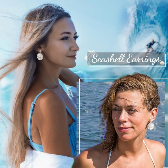 Women's Shell Pearl Earring Silver Bow Drop Jewelry Freshwater Pearl Bridal - Picture 4 of 6